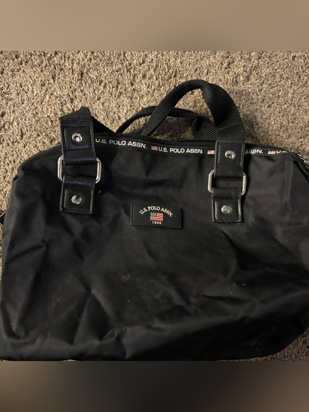 U.S. Polo Assn. Black Travel Duffel with Logo Trim